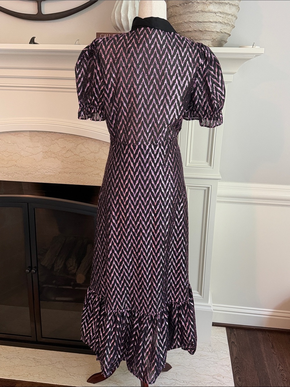Zara Sparkly Metallic Maxi Button Down Shirt Dress NEW NWT - Picture 5 of 7